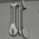 LEVERLOC 2 Pack Shower Grab Bars for Bathtubs and Showers, Easy to Install Suction Shower Handles for Bathroom Removable Handrails for Seniors Elderly Heavy Duty Safety Grip Waterproof Drill Free Gray (16.8 2 Set)