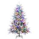 6 Feet Flocked Christmas Tree with 8 Lighting Modes and Multi-Color LED Lights-6 ft – Color: Green – Size: 6 ft