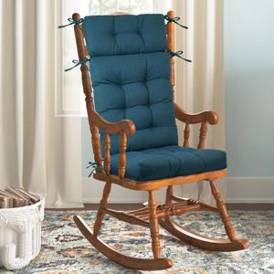 Rocking Chair Cushions Indoor High Back Set - Sackcloth Fabric, High-Density Sponge, Durable Comfort Non-Slip Bottom Tufted Seat Pads with Ties, SackclothNavy Blue, 52x19x4 inch