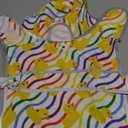 Dog Raincoat for Medium Dogs Waterproof Hooded Rain Jacket with Reflective Strips Leash Hole & Poncho Adjustable Fit (Rainbow,M)