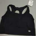 Yvette Comfortable Yoga Sports Bra Scoop Neck with Built-in Bra and Round Back Cutout Workout Top (Medium, Black)