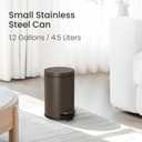 Cesun 1.2 Gallons Small Brown Trash Can, Bathroom Garbage Can with Lid and Foot Pedal, Mini Round Wastebasket for Bathroom, Bedroom, Office, 4.5 Liters / 1.2 Gallons, Brown