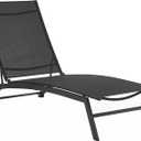 Crosley Furniture Weaver Reclining Sling Outdoor Chaise Lounge Chair with Wheels for Patio, Deck, and Pool, Charcoal