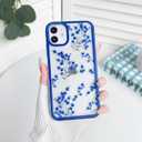 NITITOP Compatible with iPhone 11 Case Clear Cute Floral Flower Branch Leaves Pattern for Women Girls Color Frame Slim Shockproof Durable Protective Phone Cover - Blue