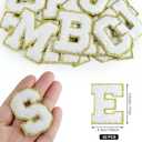 Morcheiong 52Pcs Self Adhesive Chenille Letter Patches A-Z, Chenille Letters for Clothing, Fabric, Shoes, Bags (White)