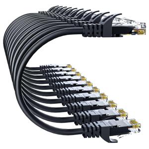 Cat 6 Ethernet Cable 2FT 10Pack, Cat6 Ethernet Patch Cable 10Gbps, High-Speed UTP Cat6 Network Cable Pure Copper, Cat 6 Cable for Home and Office Network, Black