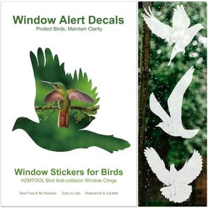 Window Decals to Prevent Bird Strikes, 32 pcs Bird Window Clings Anti Collision Window Sticker for Glass Door