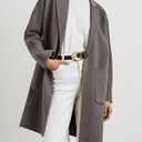 Tankaneo Womens Pea Coat Notched Lapel Single Breasted Long Jacket Winter Casual Trench Coat Outerwear, M