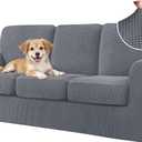 CHUN YI 7 Piece Couch Covers Sofa Covers Washable, Stretch Sofa Slipcover for 3 Cushion Couch with Seperate Backrest and Cushion Covers, Anti Slip Furniture Protector for Dogs Pets (Large, Light Grey)