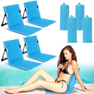 Karenhi 4 Pcs Foldable Poolside Chairs Portable Beach Chair Folding Poolside Chairs for Edge of Pool for Adults Traveling Camping Picnic Lawn Accessories (Light Blue)