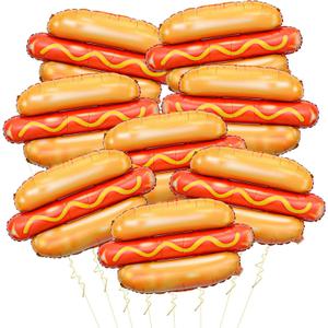 8Pcs Hot Dog Balloons, Funny Food Balloons for BBQ Themed Party Decorations, 28 inch