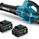 Leaf Blower Cordless, 21V Electric Leaf Blower with 2 x 4.0Ah Batteries and Fast Charger, 22000RPM & 6 Speed Adjustable, Blower for Lawn Care, Patio Cleaning, Dust, Snow Care(Blue)