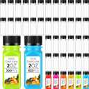 Roshtia 100 Pcs 2oz Small Clear Plastic Juice Bottles with Lid for Liquids Reusable Ginger Shots Bottle Vial Beverage Container Leak Proof Mini Jars for Juice, Milk, Water
