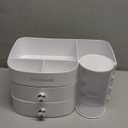 Makeup Organizer Countertop with Drawers, Make up Organizers for Vanity, Skincare Jewelry Earring Organizers, Cosmetic Display Cases Makeup Storage for Bedroom & Bathroom, Ideal Gifts for Women(White)