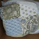 WDCOZY 100% Cotton Reversible Patchwork Quilt King Size, Lightweight Farmhouse Vintage Shabby Chic Bedding Set with 2 Pillow Shams, Green Floral Printed Pattern Bedspread Coverlet for All Seasons, King(106"x96"