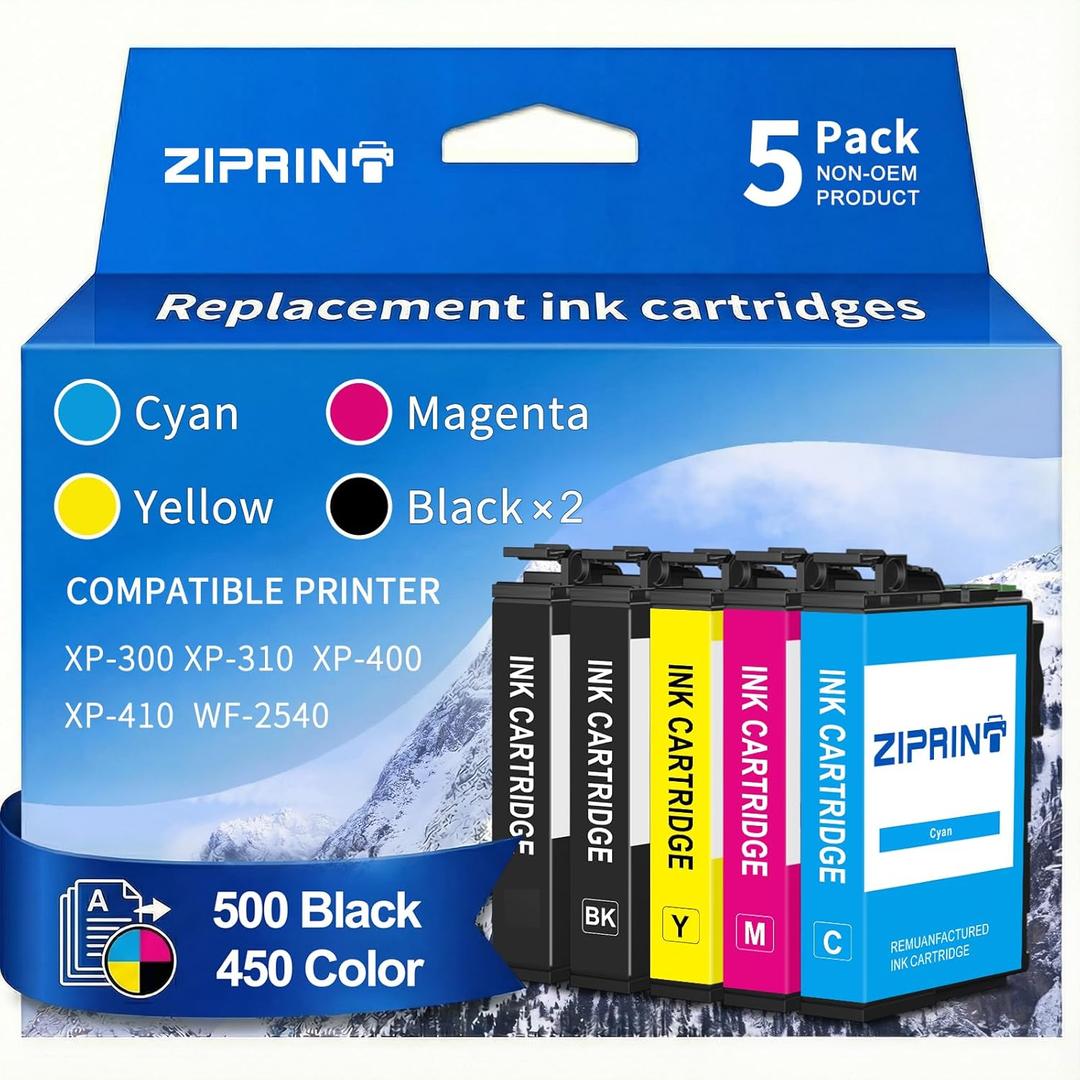 ZIPRINT Remanufactured Ink Cartridge Replacement for Epson 200XL T200XL Ink Combo Pack for XP410 WF2540 WF2530 XP310 XP400 Printer (2 Black, 1 Cyan, 1Magenta, 1 Yellow)