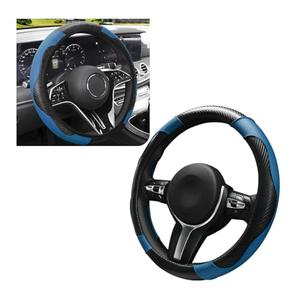 MTRPS Car Steering Wheel Cover, 15 Inch Leather Stitching Elastic Anti-Slip Steering Wheel Protector, Breathable Comfortable Steering Wheel Cover Universal for Most Vehicles (Black&Blue)