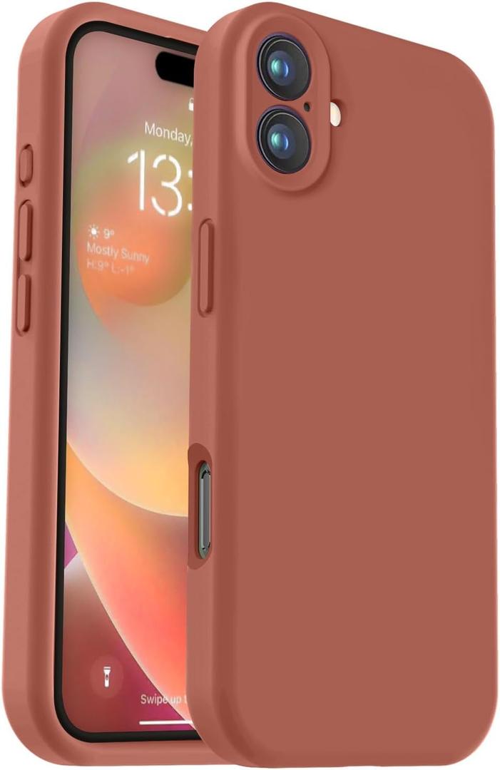Vooii Compatible with iPhone 16 Case, Liquid Silicone Upgrade [Camera Protection] [Soft Anti-Scratch Microfiber Lining] Shockproof Phone Case for iPhone 16 6.1 inch - Caramel