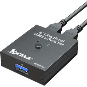 USB 3.0 Switch Selector, Bi-Directional USB Switch 2 in 1 Out / 1 in 2 Out, MLEEDA USB3.0 Switcher for 2 Computers Share Keyboard Mouse Scanner Printer