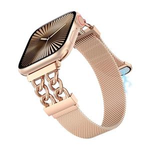 Girovo Metal Magnetic Band Compatible with Apple Watch Bands Women 41/40/38/49/46/45/44/42mm, Dressy Designer Stainless Steel Chain Mesh Loop Strap for iWatch Series 11 10 9 8 7 6 5 4 SE/Ultra 3 2 1