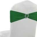 VDS - Green | Spandex Chair Sashes Bows | 25 PCS | Stretch Elastic Banquet Universal Folding Chair Band Tie with Silver Buckle Slider for Wedding Party Conference Celebration Event Decoration