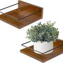 ARTORA Wall Mounted Plant Holder, Wooden Floating Shelves for Flower Pot Wall Hanging Wood Rack Farmhouse Small Decorative Wall Shelf for Bedroom Living Room Bathroom Porch Balcony Decor (2 Pack)