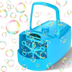Bubble Machine, 18000+ Bubbles Per Minute Bubble Maker Blower for Kids Toddlers with 2 Speeds,6 Wands,Operated by Batteries or Plugin for Outdoor/Indoor Birthday Parties,Wedding (Blue)