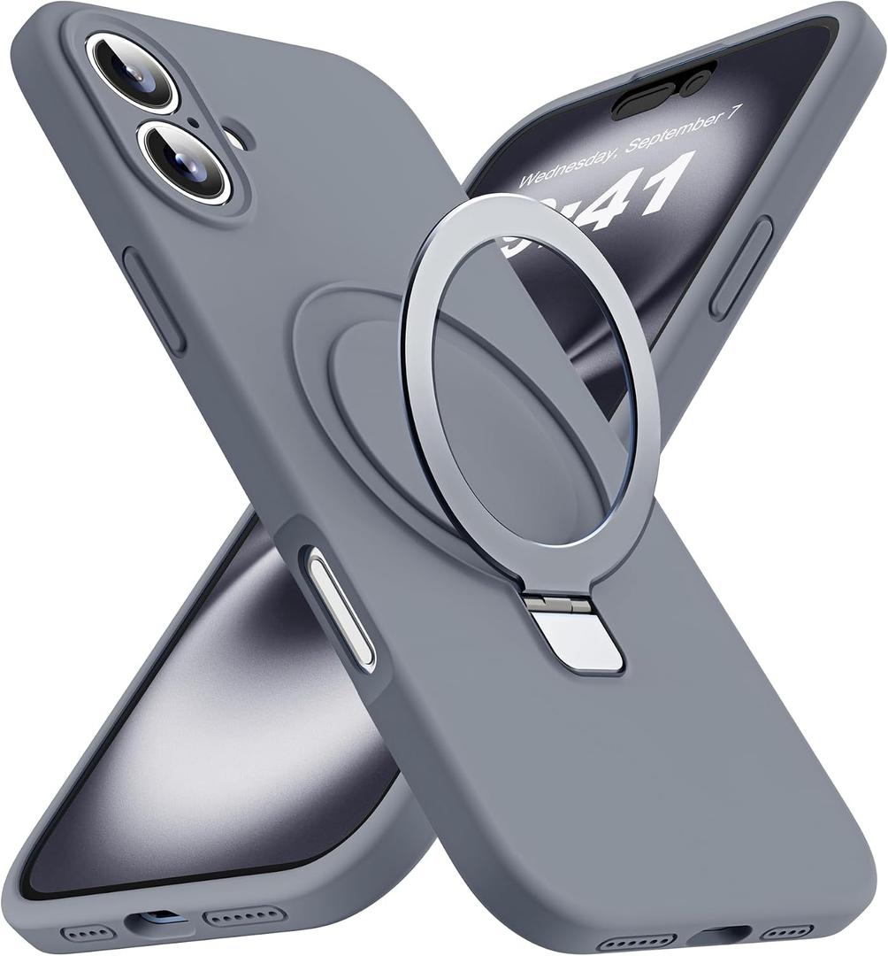 SKYLMW Case for iPhone 16 Plus with Stand,6.7" Gray