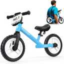 BELEEV C2 Toddler Balance Bike for 2-5 Year Olds with LED Light-Up Wheels, Adjustable Seat & Handlebar & Footrest, 12 inch No-Pedal Training Kids Push Bicycle - First Birthday Gift for Boys & Girls (Navy Blue)