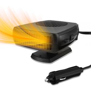 12V Car Heater, 200W Portable Windshield Defroster with Heating/Cooling Fan and Plug in Cigarette Lighter Fast Heating Defrost Defogger with Ergonomic Handheld Design for All Kinds of Cars