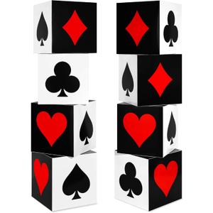 Zhanmai 4 Pcs Casino Party Decorations Las Vegas Game Night Party Supplies Large Poker Favor Goodie Boxes Bulk for Birthday Centerpieces 12 Inch