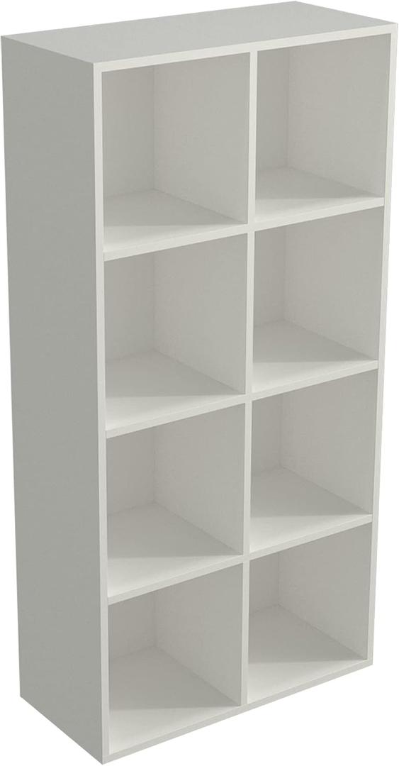 OSCHF 8-Cube Storage Shelf Bookcase - Wooden 4-Tier Floor Standing Open Bookshelf, Modern TV Stand up to 55 Inchs for Home and Office, Warm White