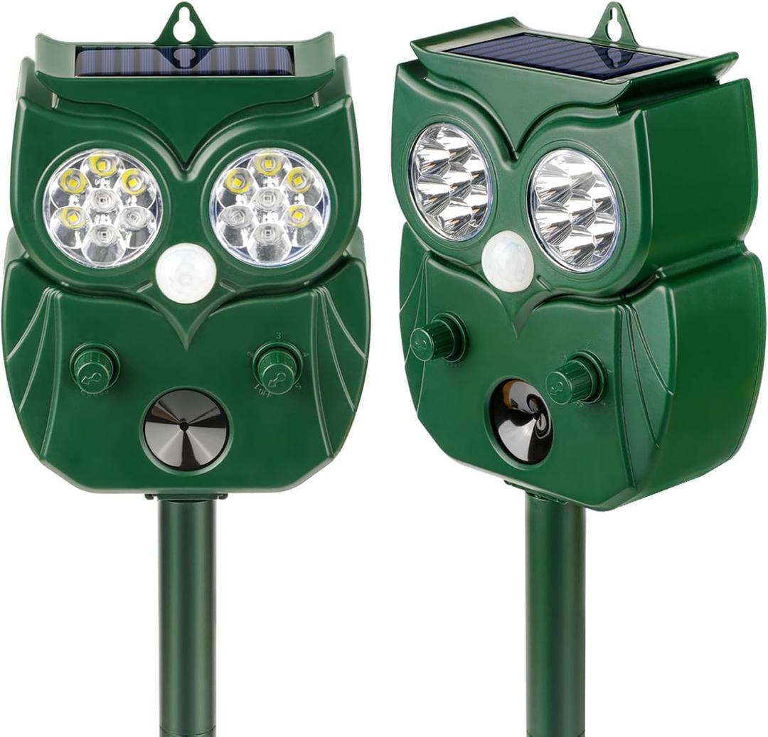 2 Pack Ultrasonic Animal Repellent Outdoor Deer Repellent Outdoor Solar Deer Repllent Devices Animal Deterrent Scare Raccoon, Cat, Rabbit, Dog