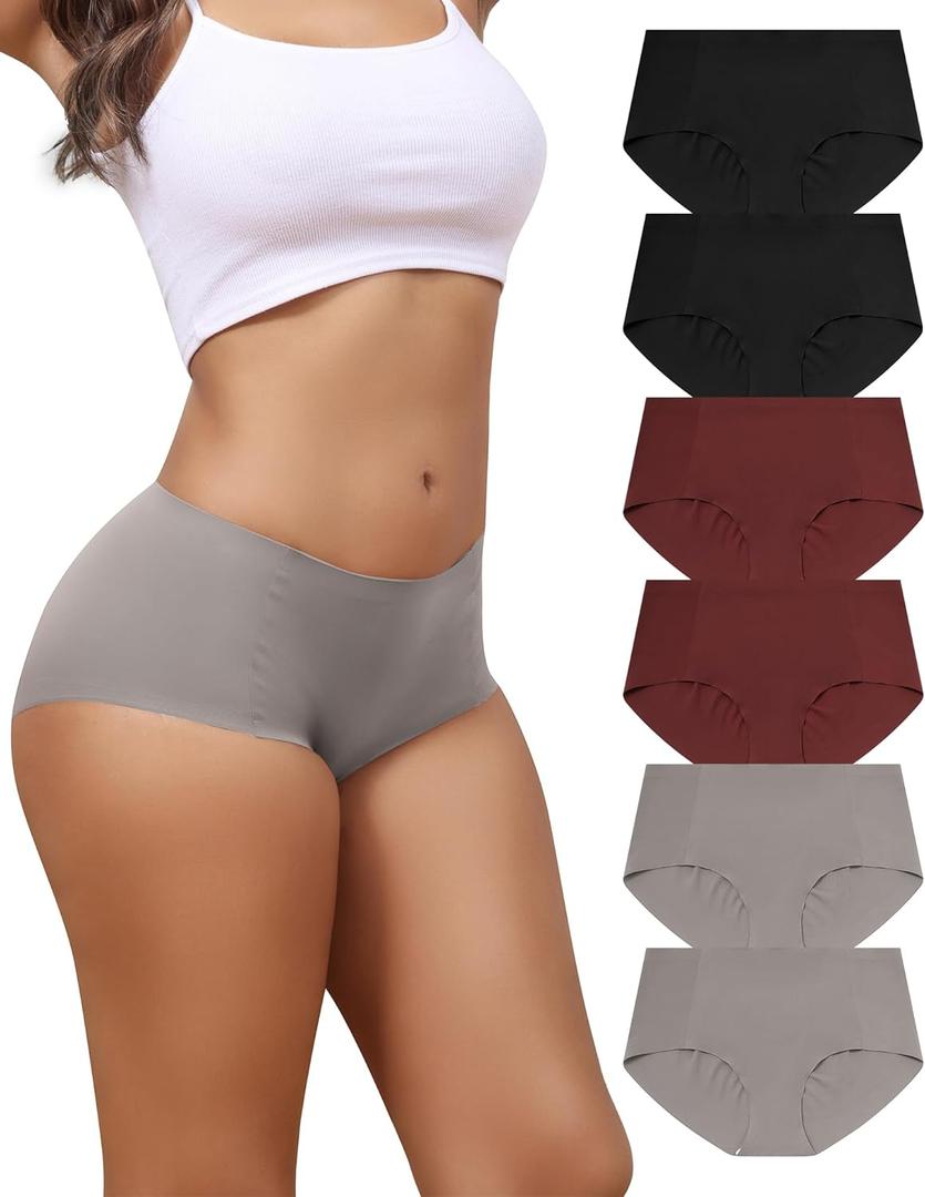 LEVAO Women's Underwear Seamless No Show Hipster Bikini Panties Stretch Invisible Briefs 6 Pack S-2XL (XL)