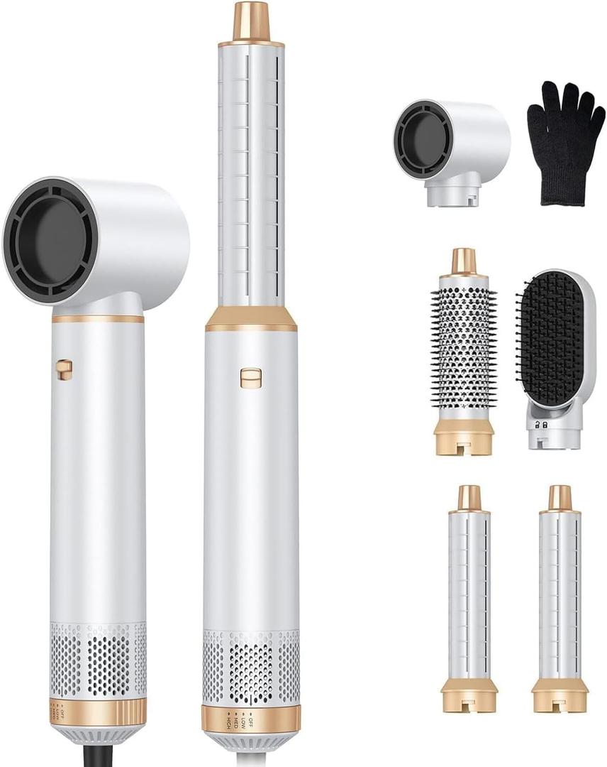 5 in 1 Upgrade Hair Dryer Brush, Negative Ion Blow Dryer Brush Set Hot Air Brush Air Styler Curling Wrap Air Curler, Curling Iron Hair Styling Tools As A Gift for Straight/Curl/Drying/Smoothing