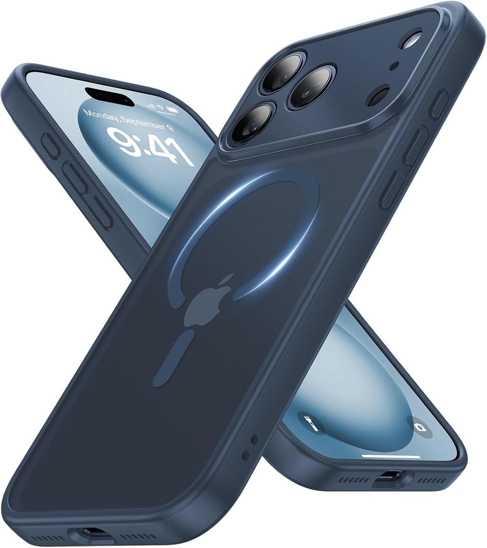 Magnetic for iPhone 17 Pro Case [Full Camera Protection][Military-Grade Protection][Compatible with MagSafe] Shockproof Protective Slim Phone Case for iPhone 17 Pro, Midnight Blue