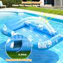 Inflatable Tanning Pool Lounger Float with Sprinkler, 77" x 48" Pool Floats Adult with Pillow, 6 in 1 Suntan Tub Raft Floatie with Drink Holder Sunbathing Water Lounge