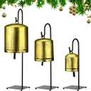 3 Pcs Valentines Rustic Cow Bells with Metal Stands Giant Vintage Metal Bells Farmhouse Rustic Country Love Decor Brass Antique Wall Decor Gift for Couples