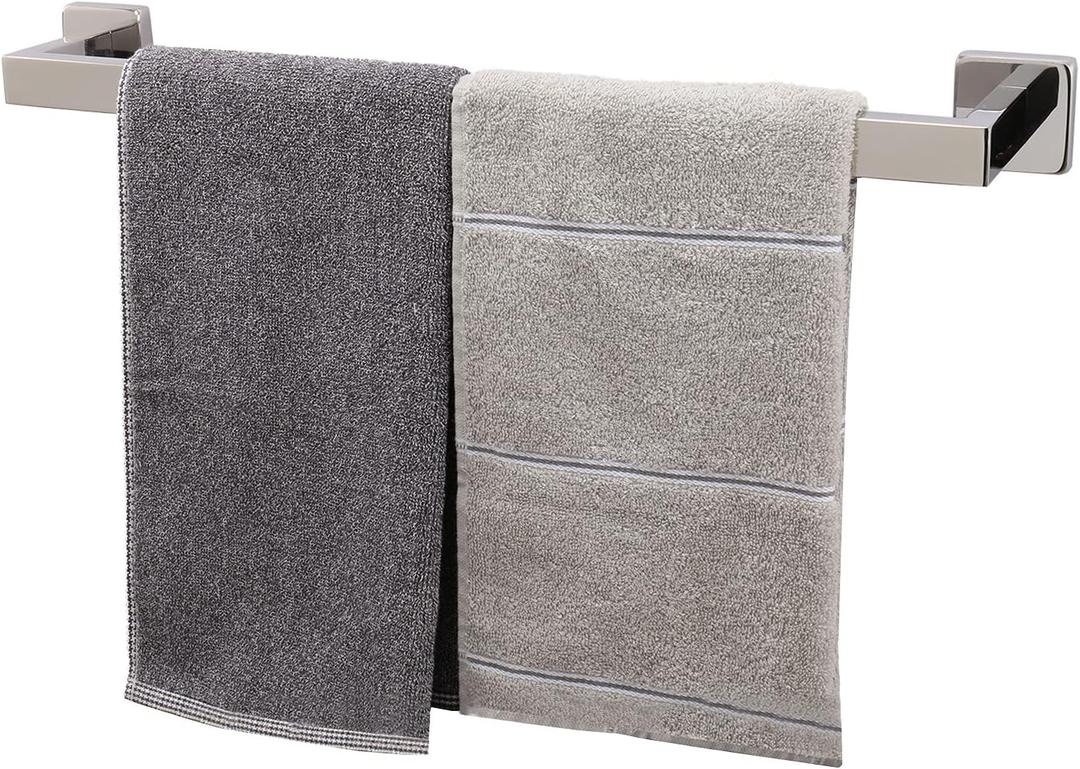 TocTen Bath Towel Rack - Square Base Thicken SUS304 Stainless Steel Towel Bar for Bathroom, Bathroom Accessories Towel Rod Heavy Duty Wall Mounted Towel Holder. (Chrome, 20)