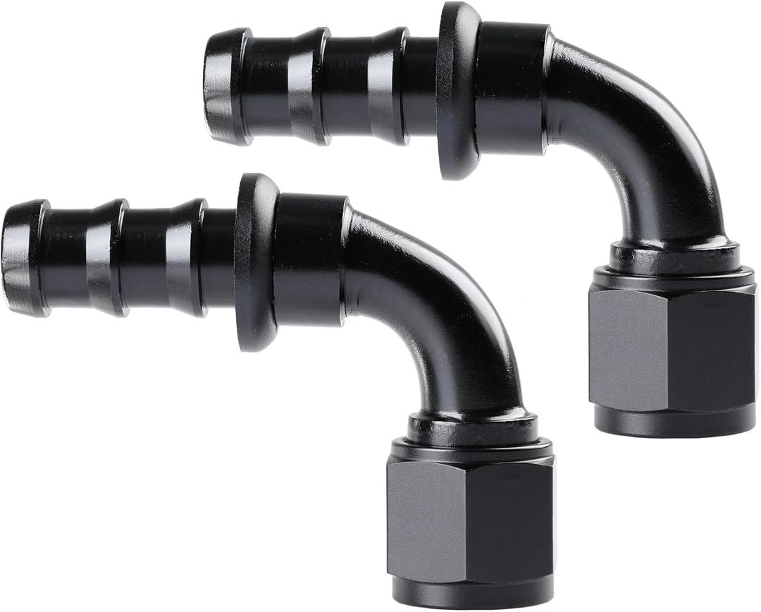 Ucreative 10AN 90 Degree Push Lock Hose Fitting End Black 2PCS