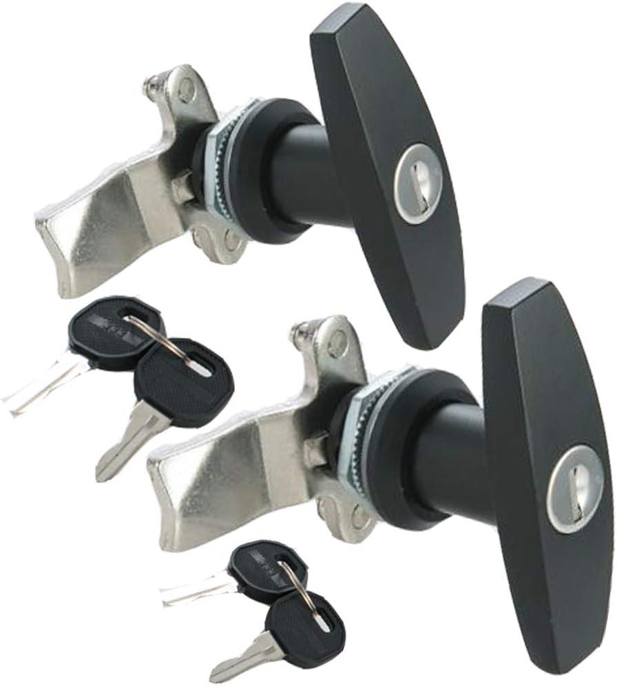 2PCS T Handle Lock Keyed Alike RV Garage Cabinets Letter-Box Drawer Black (3"x2.3")