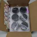 2oz Small Travel Containers with Black Lids, 6 Pack Amber Glass Jars with Mini Disposable Spatula for Toiletries，Travel Storage，Makeup Beauty Products, Lotions, Powders and Ointments