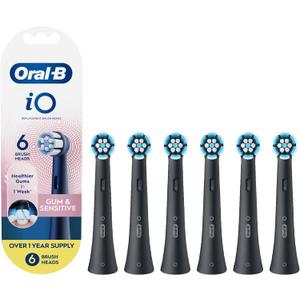 Oral-B iO Gum & Sensitive Replacement Heads, Electric Toothbrush Brush Heads, Black, 5 Count