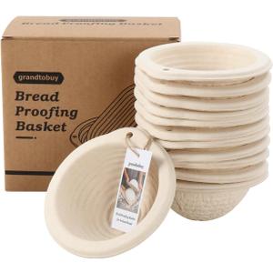 13cm/5inch Mini Sourdough Banneton Round Pulp Bread Proofing Basket Set 12 with Linen Liners Homemade Bread Baking Supplies