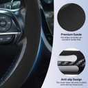 Suede Steering Wheel Cover, Universal 15 Inch Car Steering Wheel Cover, Non-Slip Design,Breathable,Car Interior Accessories Black