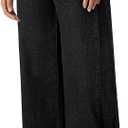 Astylish Women's Cotton High-Waisted Wide-Leg Jeans with Tie-Side Detail Fashion Fall Western Casual Pants (Black)