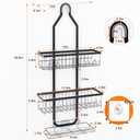 Fixwal Shower Caddy Hanging Over Head, Height Adjustable Bathroom Black Rustproof Shower Organizer Hanging Shelf Storage with 2 Soap Holders, Hooks for Towels, Sponge, Razor