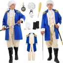 Akokvlar Mens Founding Father George Washington Costume Hamilton Colonial Outfit Set (Apricot, Large)