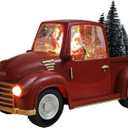 Red Pickup Truck Christmas Snow Globe, Resin Santa Claus Christmas Home Decoration