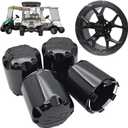 Golf Cart SS Wheel Center Cap Cover, ITP Push in Style Wheel Hub Caps Dust Cover for EZGO Club Car Yamaha and Other Models 8,10,12,14 inch Wheel,4 PCS(Gloss Black with Black SS)